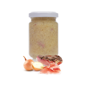 Bruschetta com cebola e presunto defumado